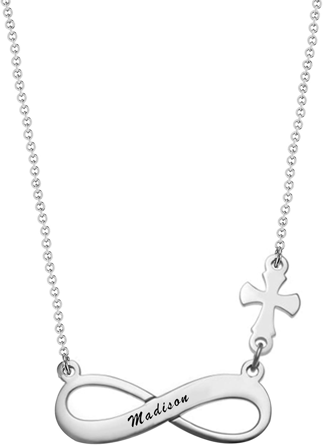 LeCalla Personalized Infinity Pendant Necklace | Customized Couple Name and Date Necklace | Engraved Name Infinity Pendant Necklace for Women Teen