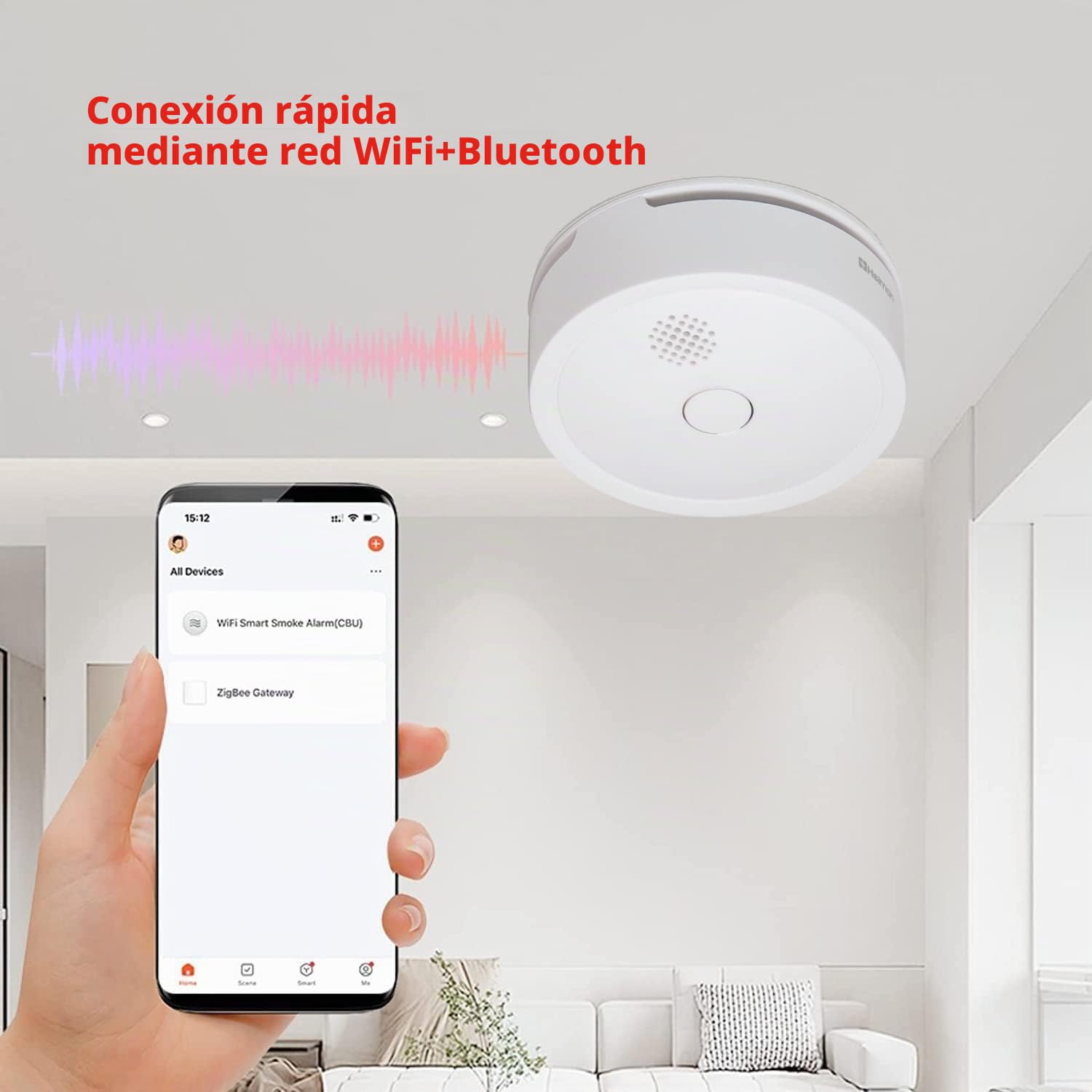 HEIMAN Alarma de Humo Inteligente WiFi inalámbrica, Detector de Humo fotoeléctrico con EN14604, con batería reemplazable/5 años de duración de la batería (1)