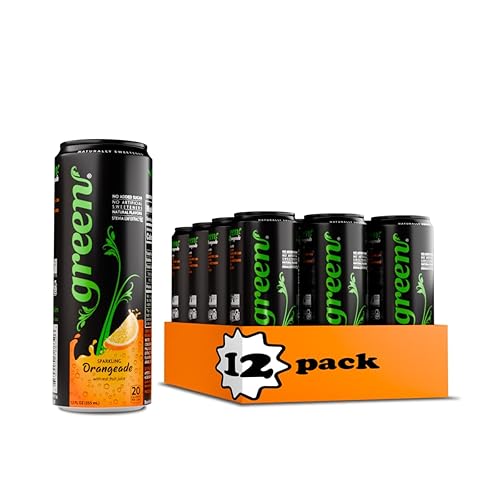 Green Orangeade - Sin azúcar añadido, 10% jugo de naranja real, 20 calorías por lata, endulzado naturalmente con extracto de hoja de stevia 100%,