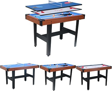48 Inch 3-in-1 Multi-Game Table for Adults - Bumper Pool, Air Hockey, Ping Pong Combo with Accessories - Heavy-Duty Indoor Family Game Room Table, Space-Saving Design for Home Entertainment