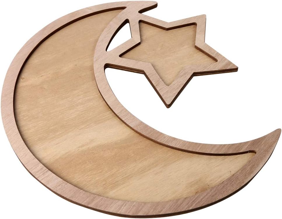 Vassoio da portata in legno per musulmano Islam Eid Mubarak Contenitore per alimenti Ramadan Organizzatore da scrivania Home Kareem Decorazioni per feste Regali Eid Decorazione Al Adha_voghion.com
