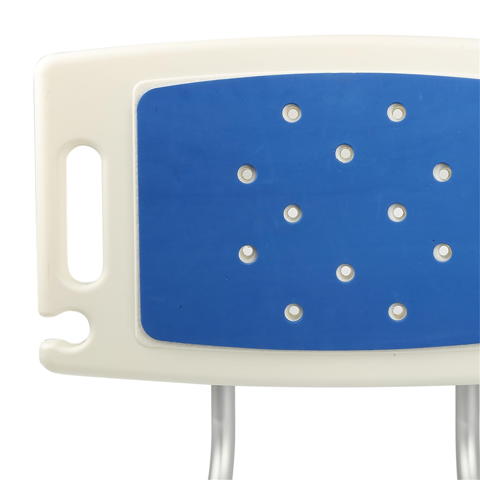 Homewell - Silla de ducha, asiento de ducha con respaldo, asiento de baño curvado con orificio de fuga, altura ajustable, apta para todas las personas, facilitando el baño