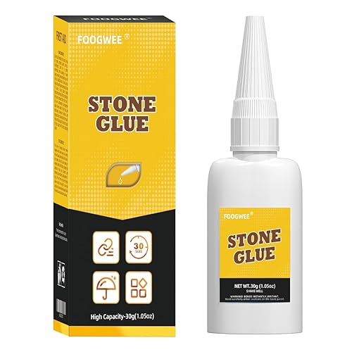 Stone Glue - Oily Glue, FOOGWEE 30g Stone to Stone Glue, Strong Bond, Instant Super Glue for DIY Craft, Model, Pottery, Tile, Glass, Plastic, Metal,