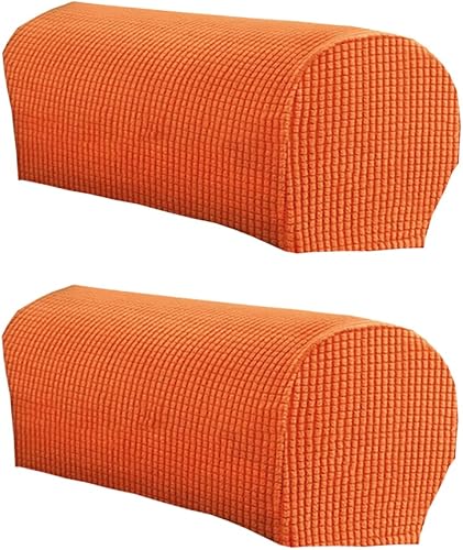 Miniatura 10 de LINGXIYA Juego de 2 fundas elásticas para reposabrazos de felpa suave y elástica, de elastano para sillas/sofás, fundas protectoras para muebles