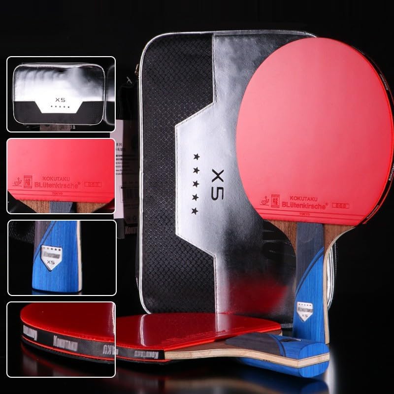 JITEM Ping Pong Paddles,Table Tennis Paddles,Table Tennis Bat Set, 2 Pieces of Table Tennis Rackets with Portable Bags, 7 Layers of Chicken Wing Wood, High Bomb Sponge, Non -Slipproof Handle(Color:B)