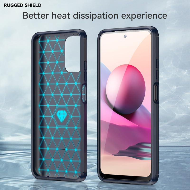 Image of Hybrid Carbon Fiber Back Case for Redmi Note 10s / Note 10 4G / Note 11 SE (Blue)