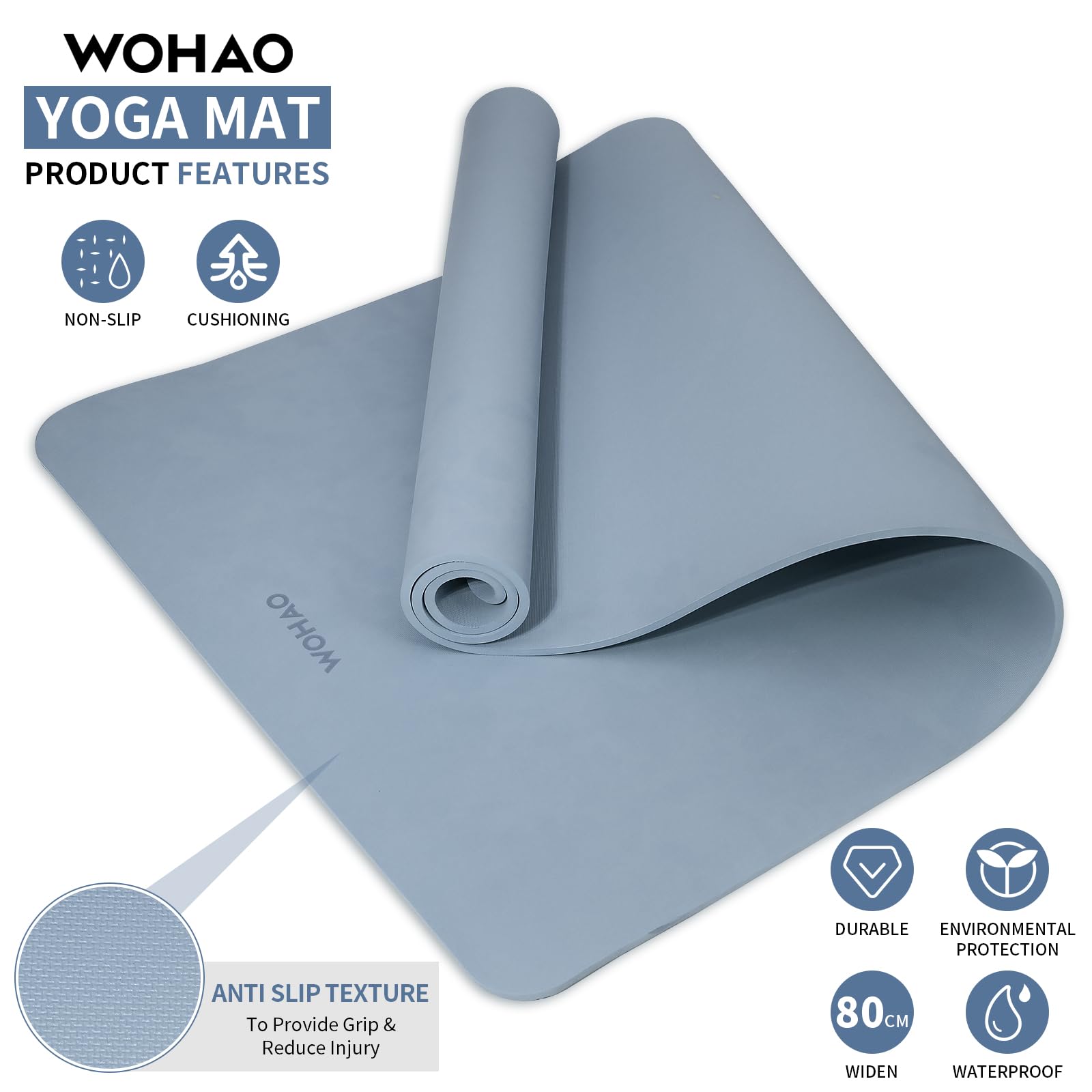 WOHAO Non-Slip Yoga Mat, Extra Thick 8mm?72