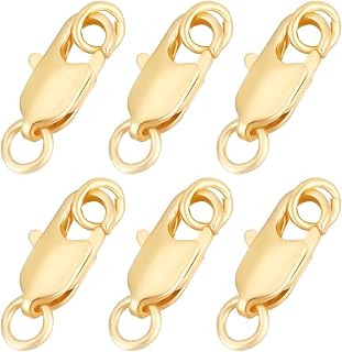 Beebeecraft 1 Box 20Pcs Gold Lobster Claw Clasps Real 18K Gold Plated Brass Small Lobster Clasps with Jump Ring Rectangle Trigger Lobster Connector for Jewelry Making Supplies DIY Crafts 10.5x5x2.5mm