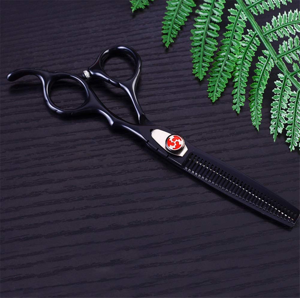 Tijeras de peluquería Cuchillas afiladas de acero inoxidable Tijeras de peluquería Tijeras de corte, Tijeras de adelgazamiento, en caja, juego de peine negro de 6,0 pulgadas