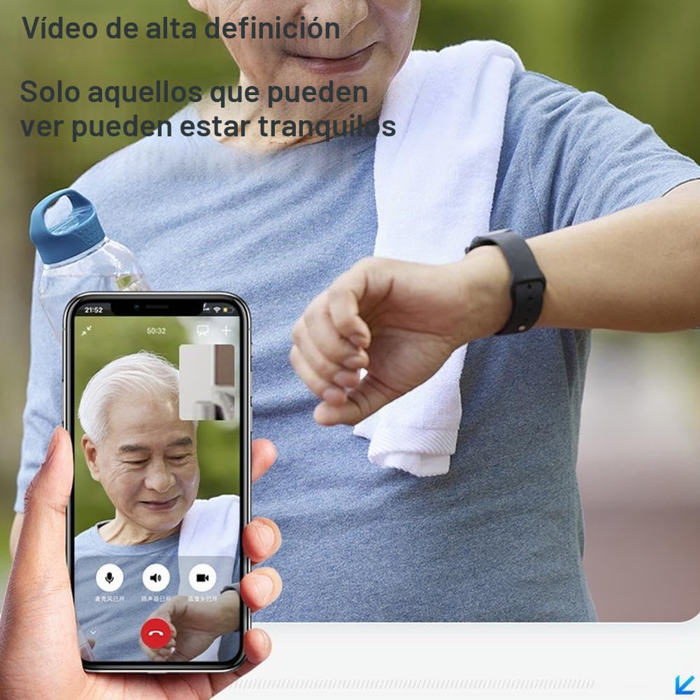 Reloj inteligente para personas mayores, detección de caídas, monitoreo GPS y alarma SOS, monitoreo de fitness impermeable con videollamada HD, con monitor de frecuencia cardíaca/presión arterial