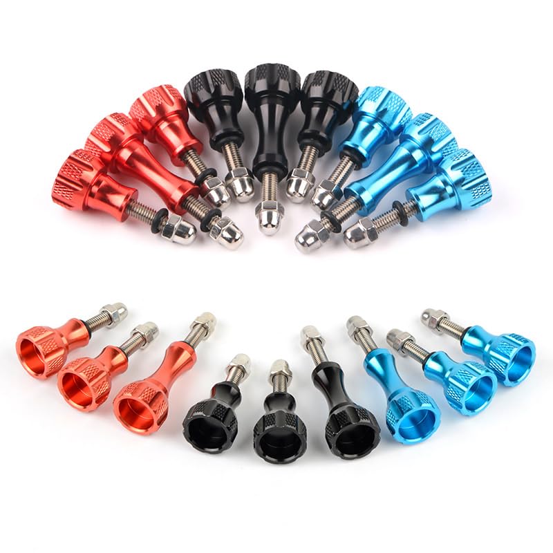 AECAM - 3pcs Aluminum Alloy NUTs Thumb Screw Mount for GOPROs Hero 9 8 7 6 5 Yi Lite 4K SJCAMs EKEN H9 SONYs Go%Pros Camera Accessories (Red)