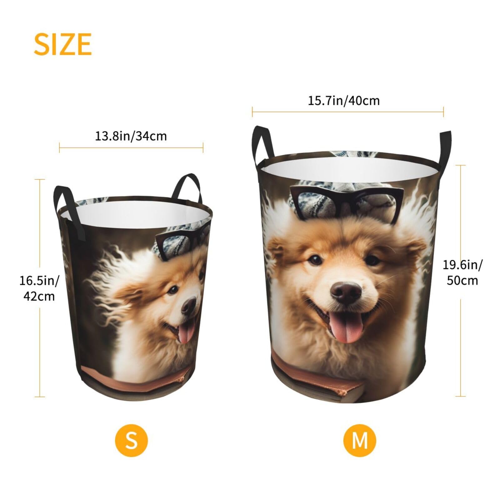 Wäschekorb Mit Hundemuster – Faltbarer Organizer Aus Oxford-Stoff, 48x42 Cm | Mit Griffen Für Badezimmer, Schlafzimmer & Spielzeug