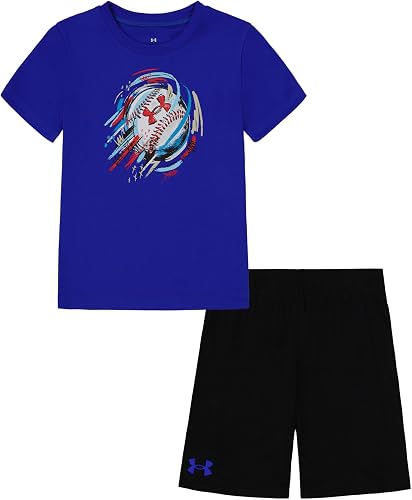 Under Armour Conjunto de camiseta de manga corta y pantalón corto para niño, lig