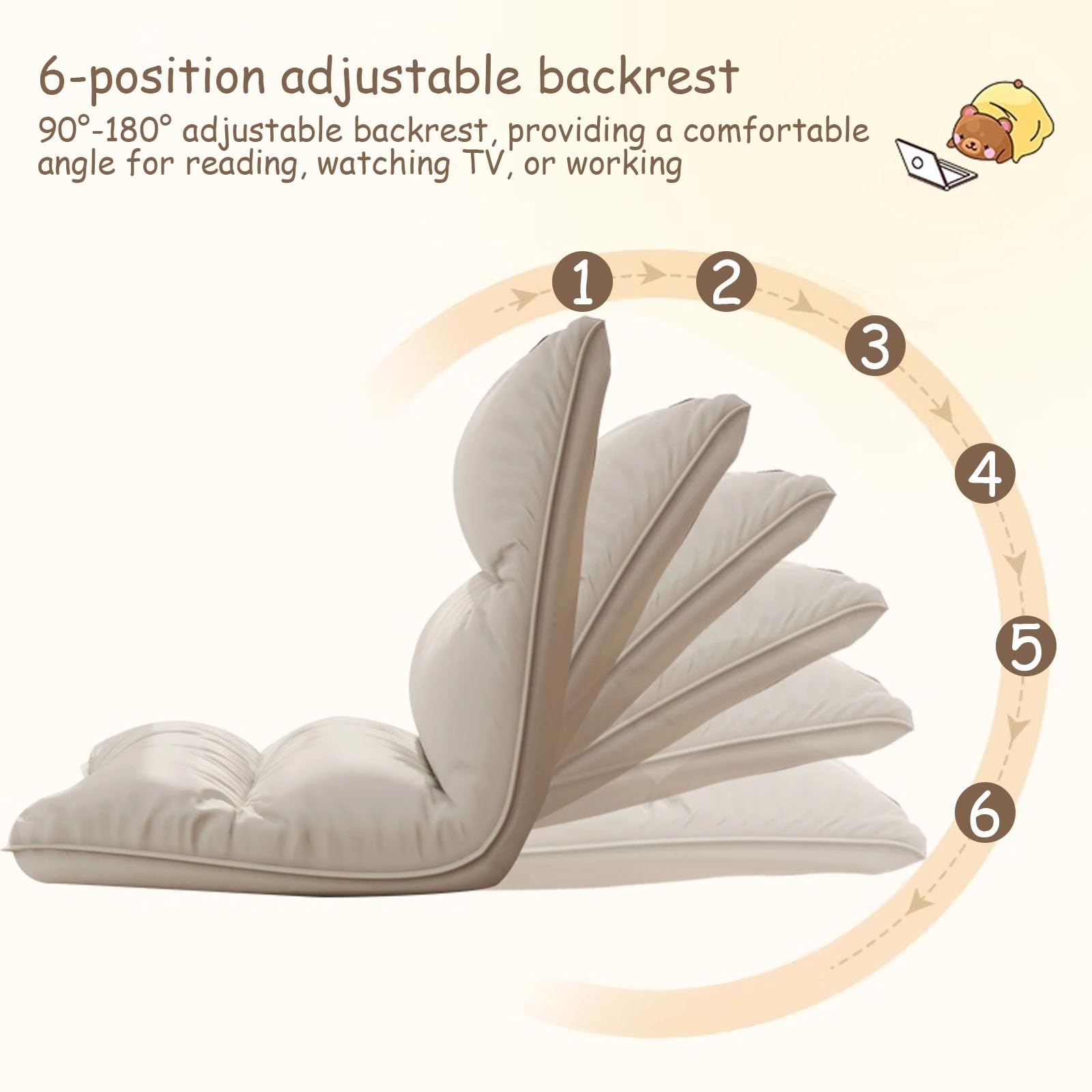 Chauffeuse 1 Place avec Dossier, Chaise de Sol Canapé de Sol Pliable et Réglable, pour Le Salon, la Chambre, la Lecture, Les Jeux Vidéo et la Méditation