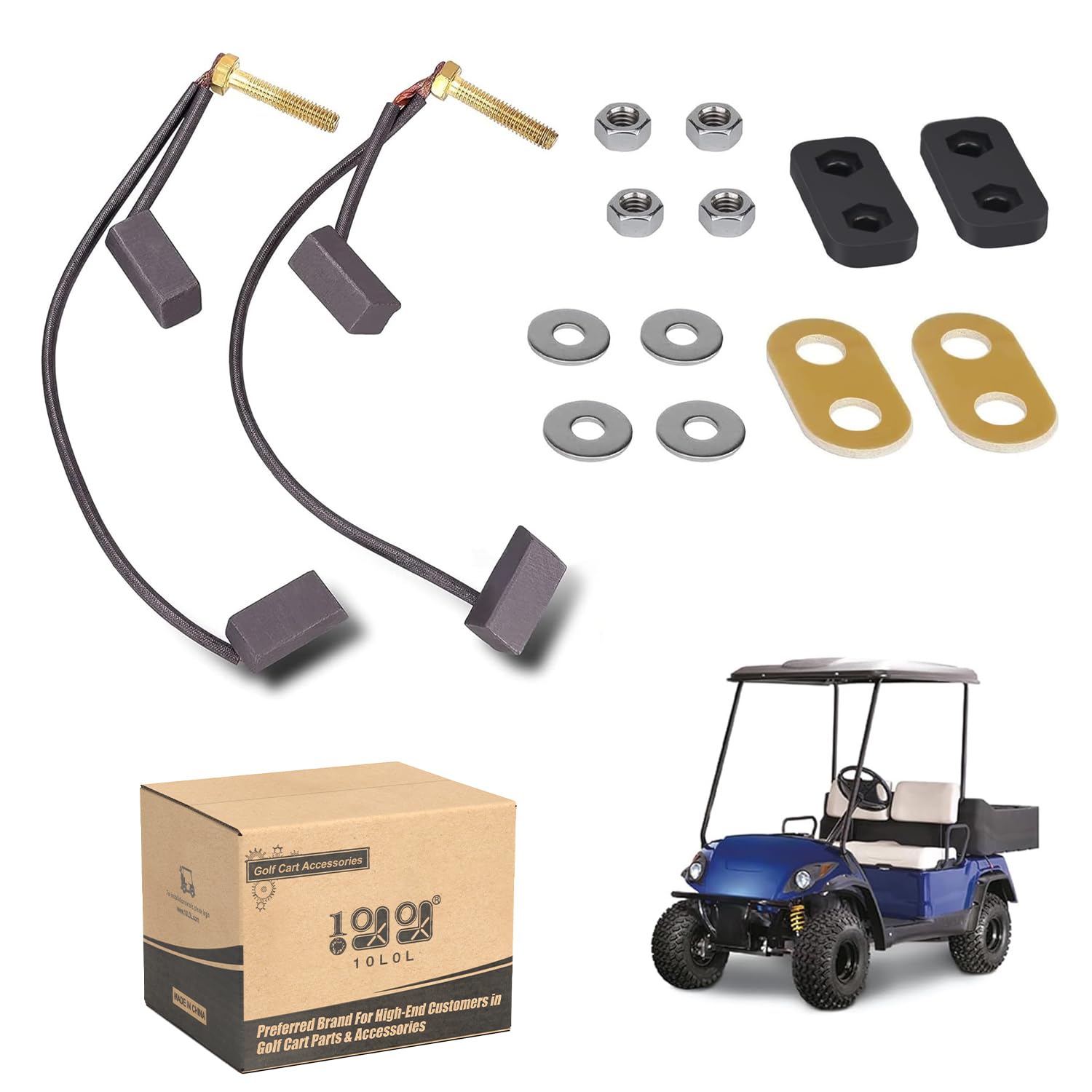 10L0L Golf Cart Motor Brush Kit for Yamaha G8 G9 G14 G16 and Club Car Electric 1994-up and, G.E Electric Golf Cart,48V 36 Volt Motor Terminal Hardware Bushing Kit