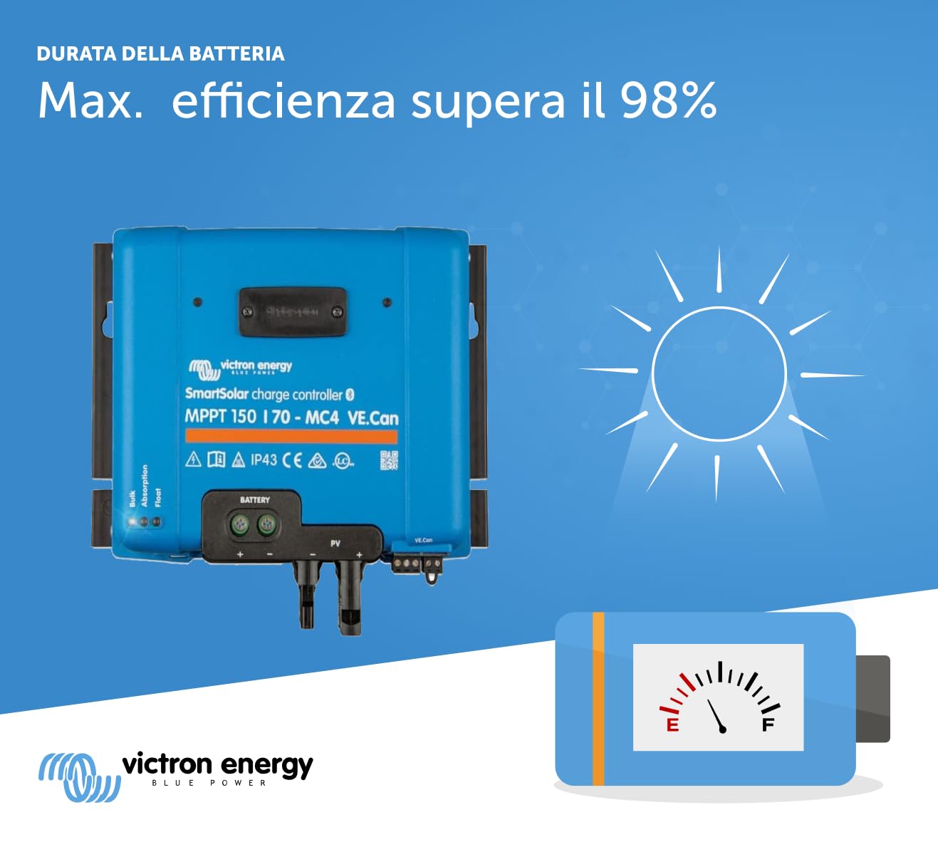 Victron Energy SmartSolar MPPT MC4 VE.Can 150V 70 amp 12/24/36/48-Volt Regolatore di Carica Solare (Bluetooth)