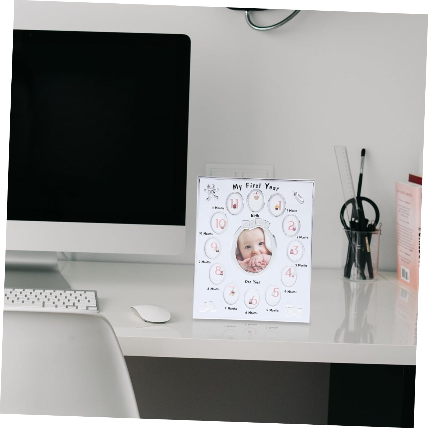Marco para Fotos de Niña para Marco de Crecimiento Infantil Seguro y Duradero para Mostrar Recuerdos del Primer Año Regalo Original para Recién Nacidos