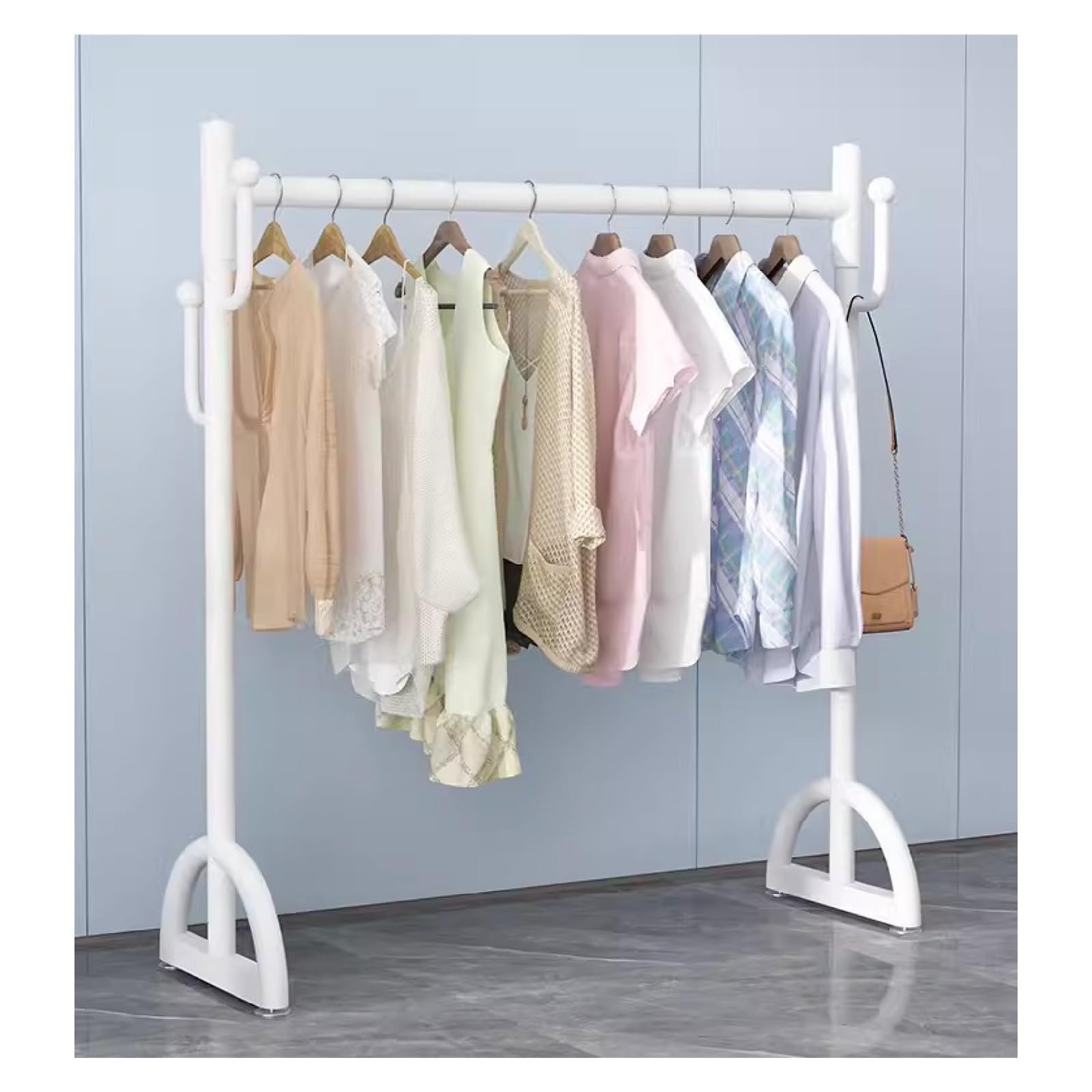 Portant à vêtements en métal noir robuste avec barre transversale pour rangement