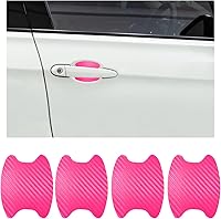 Vista 10 de Ziciner 4 calcomanías para manija de puerta de automóvil, textura de fibra de carbono, películas protectoras para manija de puerta automática
