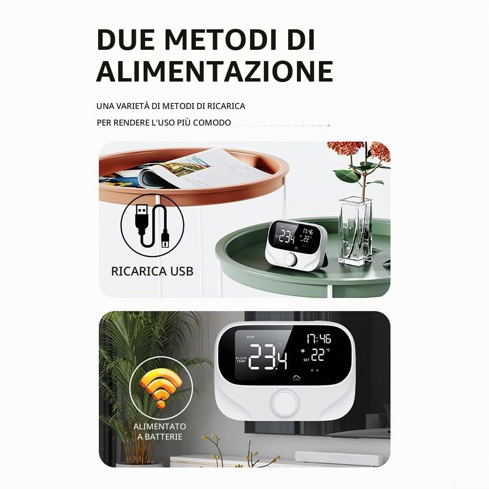 Termostato per caldaia RF, termostato intelligente da parete, con ricevitore, WiFi + RF termostato per ambiente controllato tramite app wireless (WiTH3)