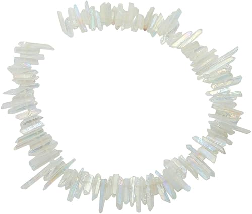 Miniatura 5 de rockcloud rocas naturales de cristal, cubiertas de titanio, cuarzo claro, en punta, hebra de 15 pulgadas