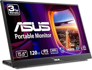 ASUS ZenScreen 16” 16:10 Portable Monitor (MB16QHG) - WQXGA (2560 x 1600), IPS, 120Hz, 100% DCI-P3, Eye Care, L-Shaped Kickstand, Tripod Mountable, USB-C, HDMI, DisplayHDR™ 400, 3-Year Warranty,Black