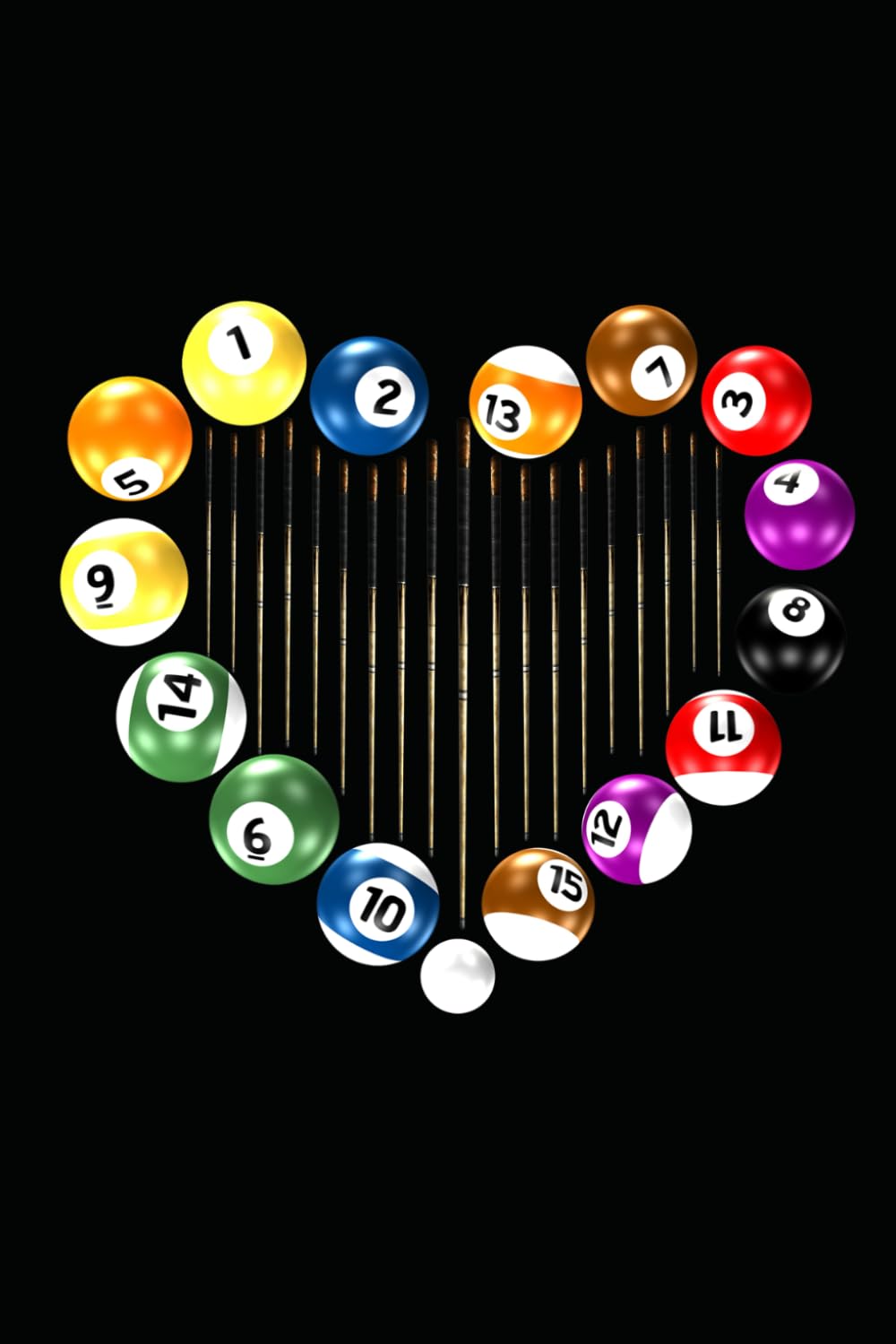 Billiard Ball Heart Billiard Player Pool Lover: Journal / Notebook / Diary, 120 Blank Lined Pages, 6 x 9 inches, Matte Finish Cover, Great Gift For Kids And Adults