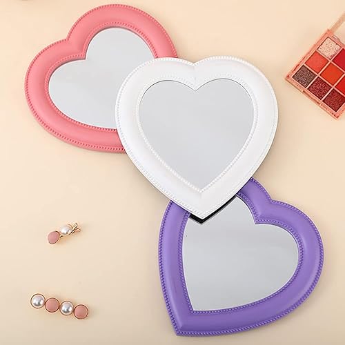 Miniatura 7 de Mokoze Espejo de corazón de escritorio, espejo de pared con soporte para colgar, 11 x 10.6 pulgadas, blanco para decoración de mesa del hogar,