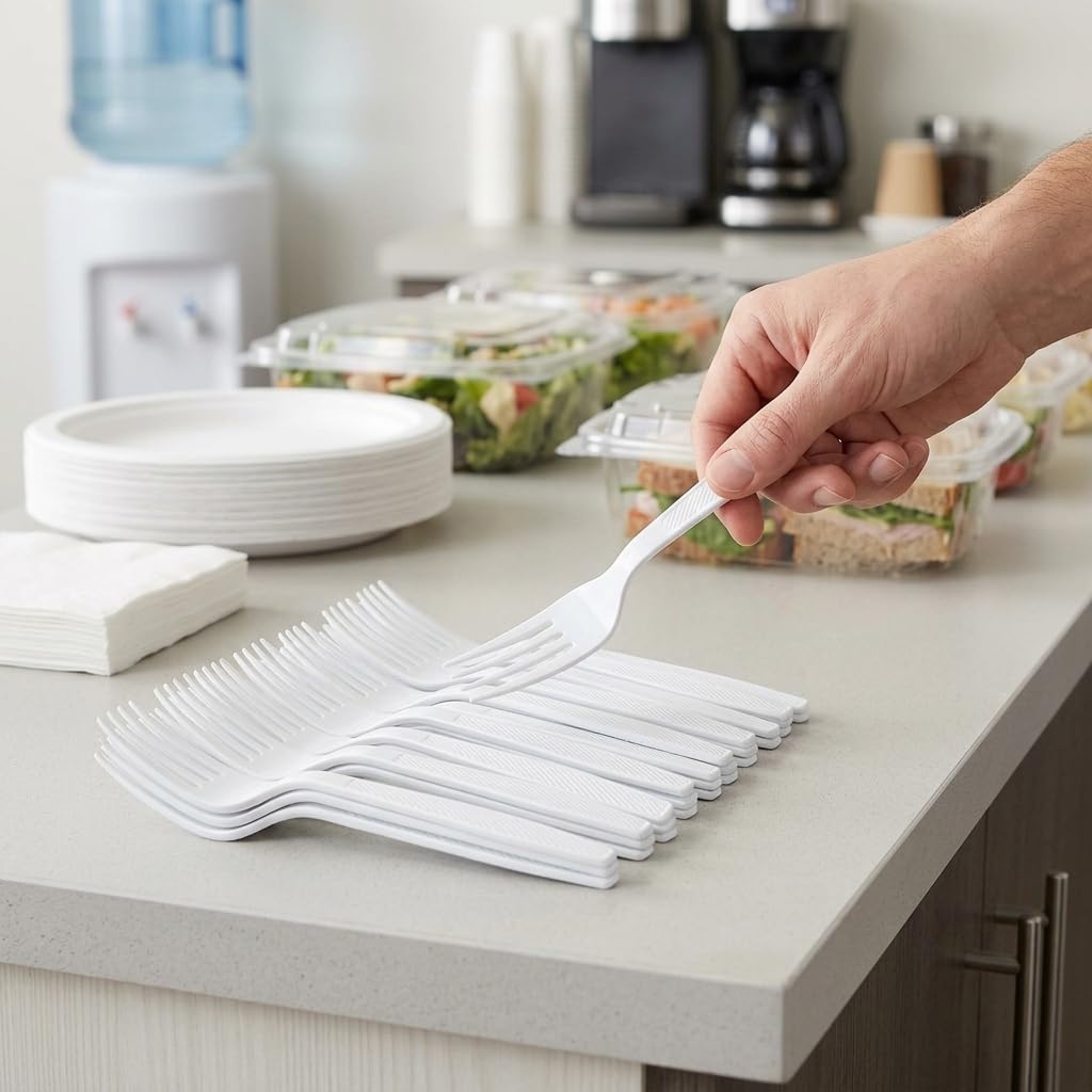Plastic Forks Extra Heavyweight Disposable White, 500 Count — Amazon image 7