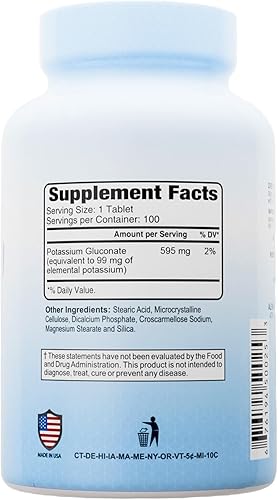 Miniatura 2 de Gluconato de potasio 595 mg de Alfa Vitamins - Apoya la función cardíaca y promueve la acitvidad muscular - 100 Tabletas