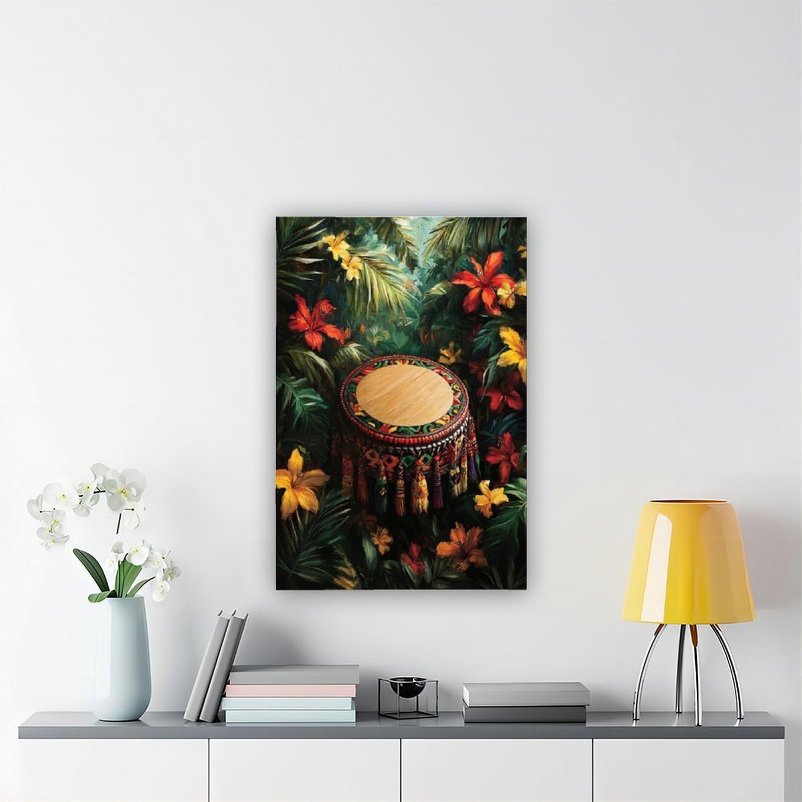 LXWNZE Poster su tela artistica da parete con tamburello rastafariano, stampa artistica da parete, dipinti per soggiorno e camera da letto, 61 cm di lunghezza x 91,4 cm di larghezza