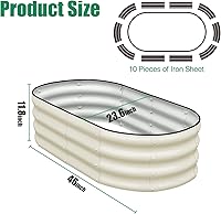 Vista 4 de SnugNiture Jardinera elevada galvanizada para exteriores, 2 piezas de 4 x 2 x 1 pies, maceta ovalada de metal para plantar plantas, verduras