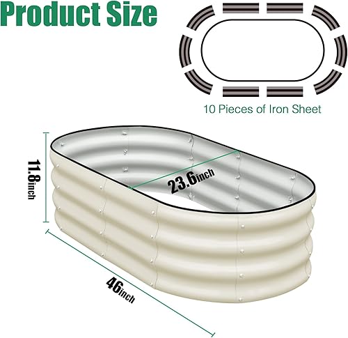 Miniatura 3 de SnugNiture Jardinera elevada galvanizada para exteriores, 2 piezas de 4 x 2 x 1 pies, maceta ovalada de metal para plantar plantas, verduras, color
