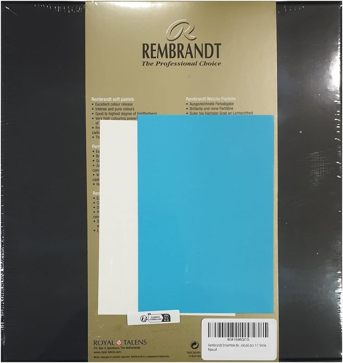 Rembrandt Soft Pastels 120 pcs,Selezione generale, 60 pezzi 1/2 bastoncini + 60 pezzi 1/1 bastoncini, (importazione Francia)