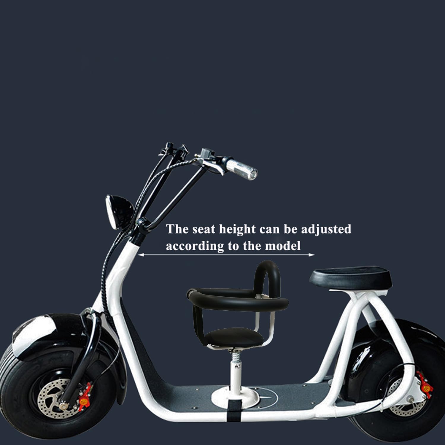 Bicicleta eléctrica para niños, pedal de asiento de seguridad para motocicleta, scooter puede levantar asientos delanteros desmontables para bebés y niños para scooters eléctricos (totalmente 9