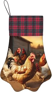 Farm Chickens Print Christmas Pet Pow Socking Perfect For Festive Christmas Fireplace Hanging Decorations