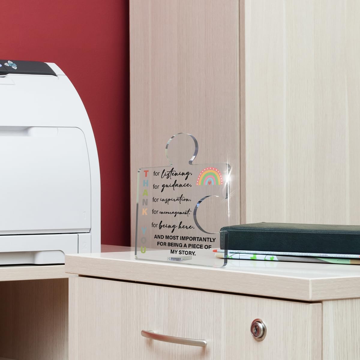 Teacher Thank You Gifts Appreciation Gift for Teacher Thank You for Listening Acrylic Puzzle Piece Plaque Sign Office Desk Decor - Image 6