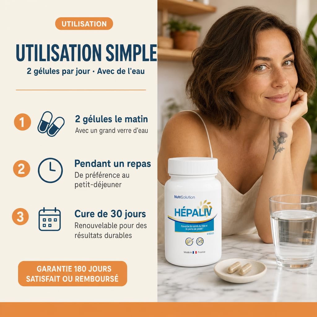 NutriSolution Hépaliv Complément Soutien Hépatique - Formule Détox Avancée avec Chardon-Marie, Desmodium & Thé Vert pour la Santé du Foie, Gestion du Poids & Brûle-Graisses - 60 Gélules (1)