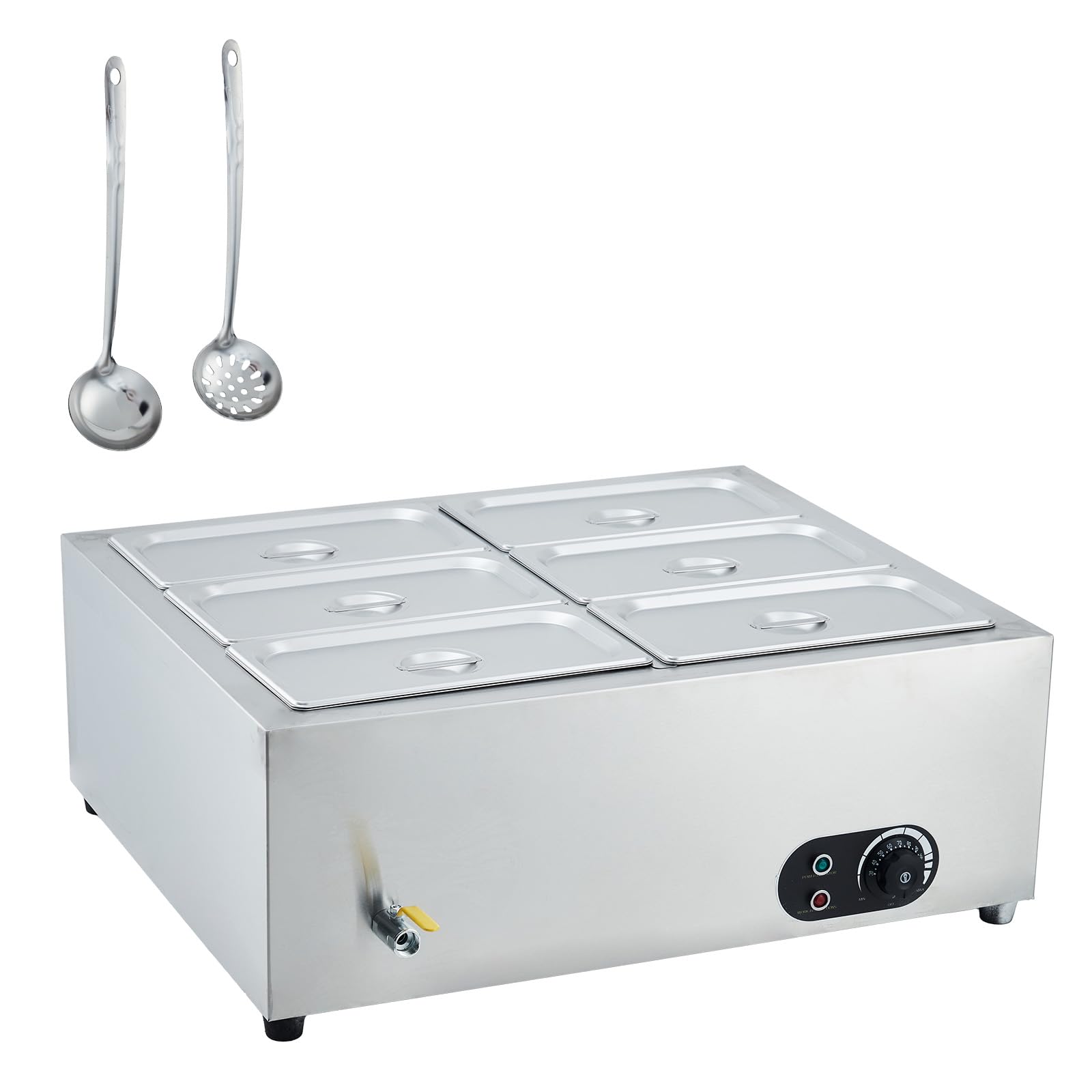 Photo 1 of Commercial Food Warmer Stainless Steel 1500W Electric Buffet Server Bain Marie, 6-Pan Catering Hot Food Station for Restaurants, Hotels, Banquets