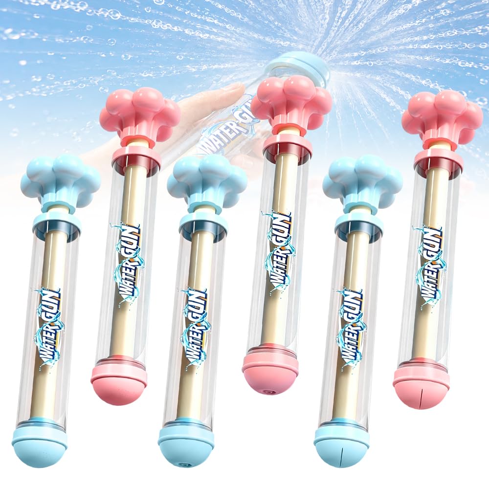 WDKXCN Firework Water Gun, 6 PCS Romantic Water Pistol, Pull-Out Water-Squirter Toys, Novelty Watergun for Outdoors, Beach, Pool and Summer Parties