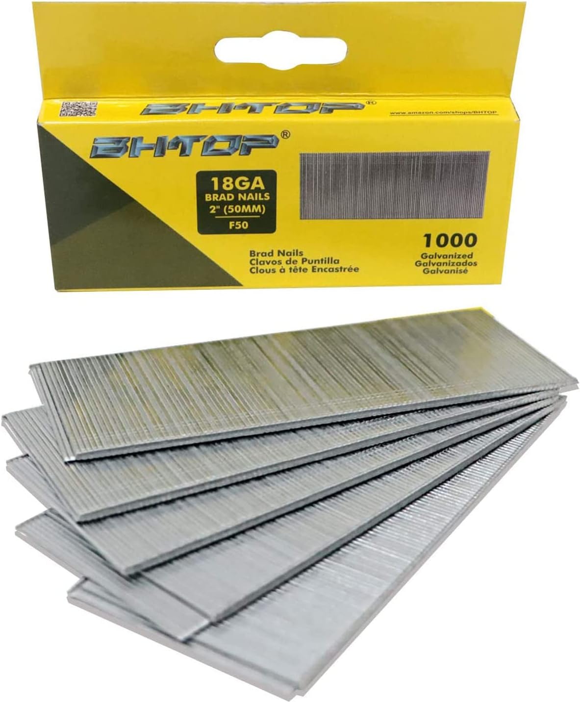- BHTOP F50 2" 18 Guage Galvanized brad Nails (1000-Pack)