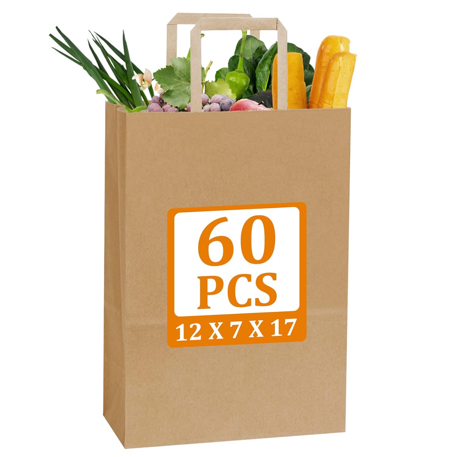 boxusa LargePaperBags60Pack 12x7x17 BrownPaperGift