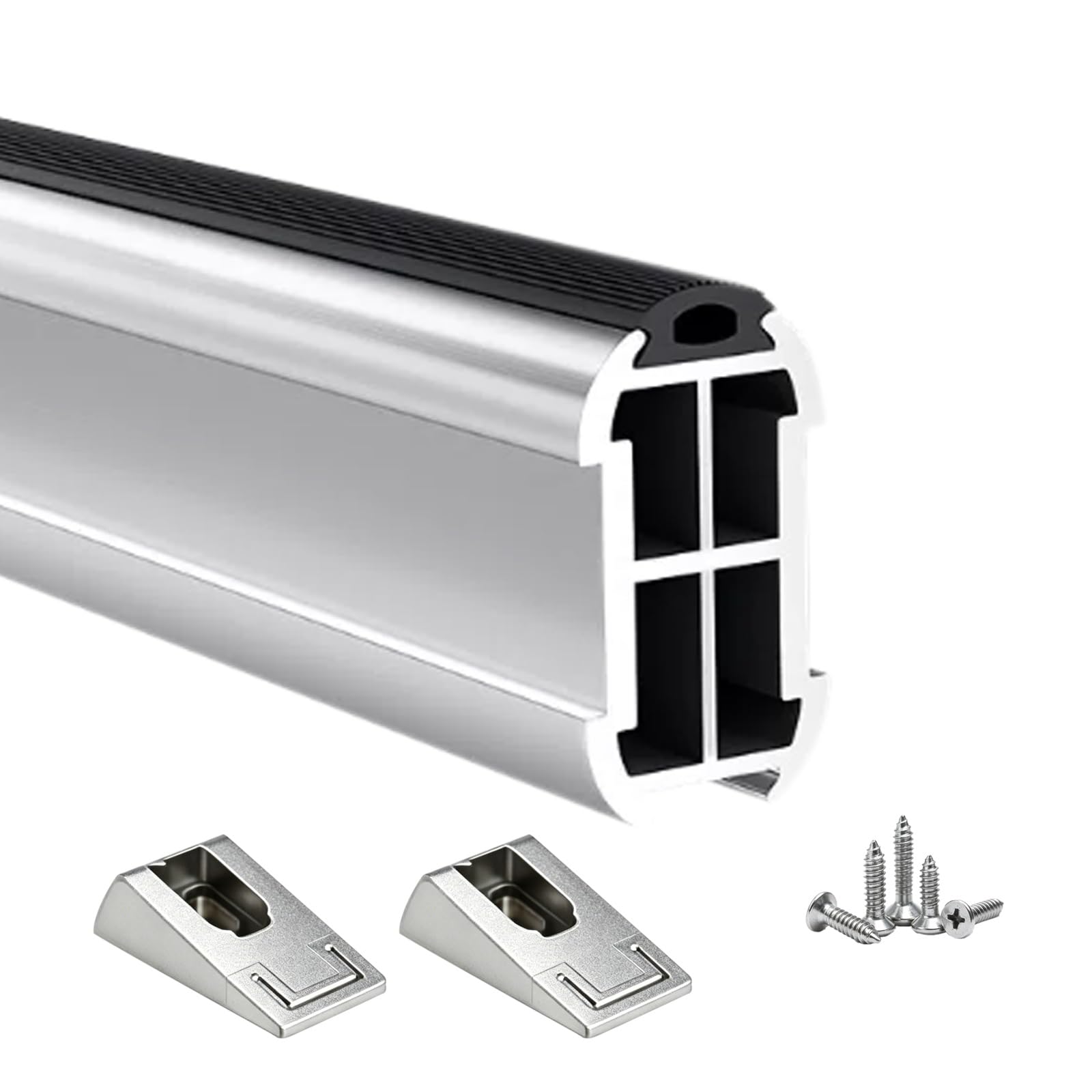 Aluminum Rod for Hanging Clothes 50 60 80 100 120 140cm, Dormitory/Bedroom/RV Wardrobe Rods with Anti-slip Slience Strip, Anti-Rust Closet Pole(Silver,Closet Width 85cm/33.5")
