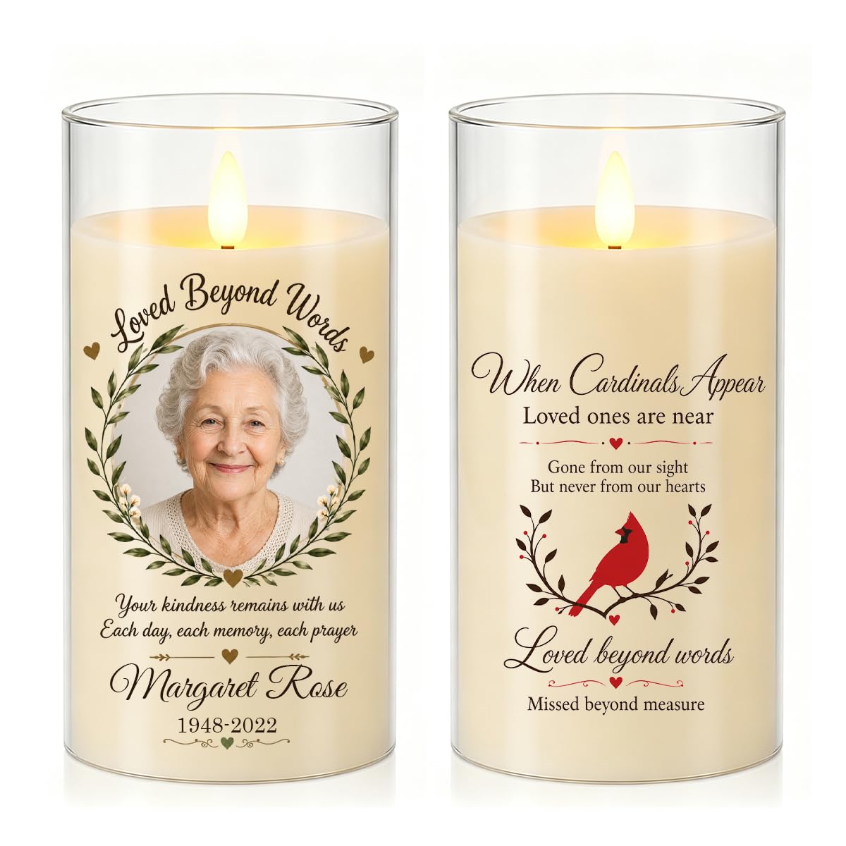 Custom Photo Memorial LED Candle,Personalized Name Year Remembrance Gift — image 1