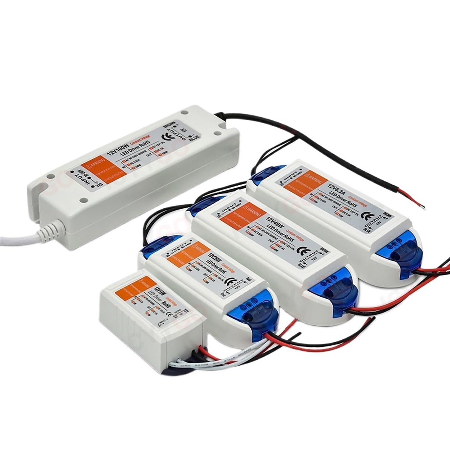 FCARUMIQP LED Driver 18W 28W 48W 72W 100W Constant Current Wide Voltage AC90-240V with Protected Switching Power Supply DC12V(48W)