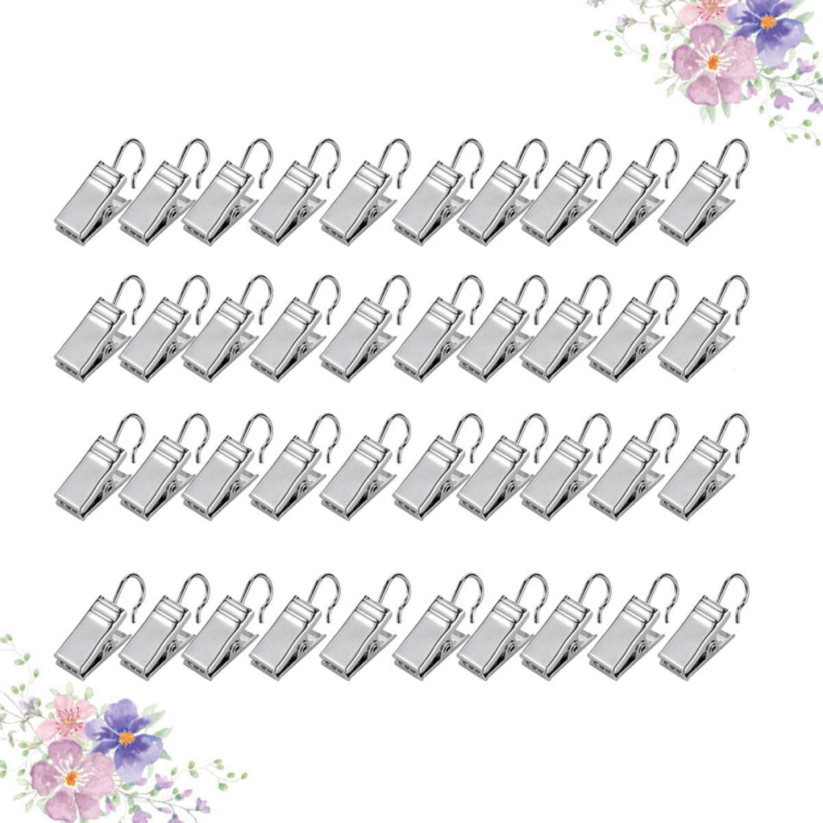 Anillas para cortinas de hierro con clips resistentes Didiseaon plata de 100 uds