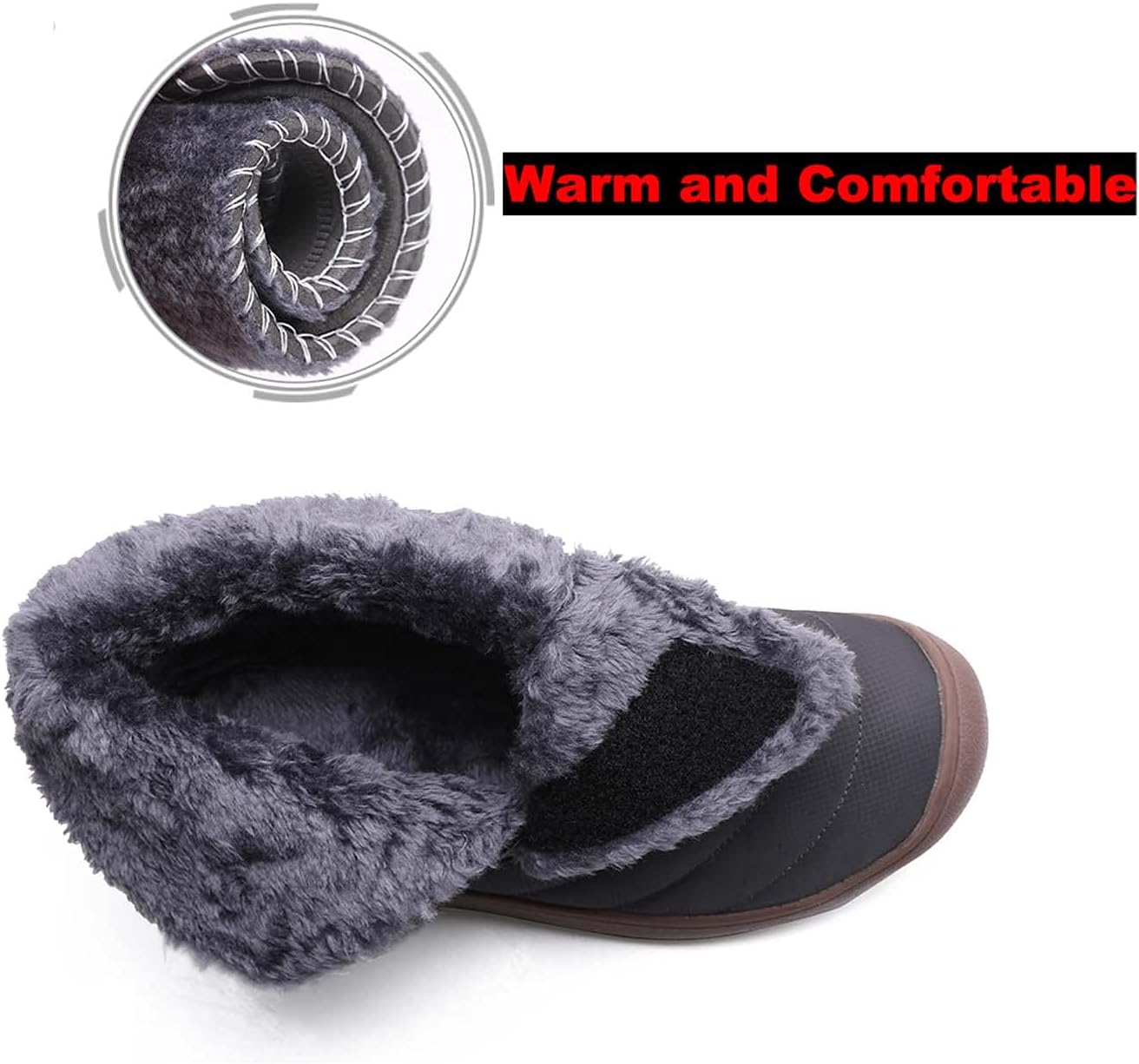 CERYTHRINA Winter Snow Ankle Boots Fur Lining Waterproof Outdoor Slip On Booties Sneakers for Women and Men