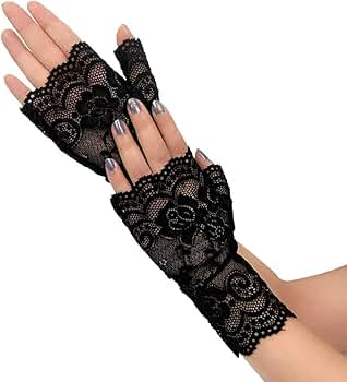 Amazon.com: Vonokee Women Black Novelty Gloves,Fingerless Lace