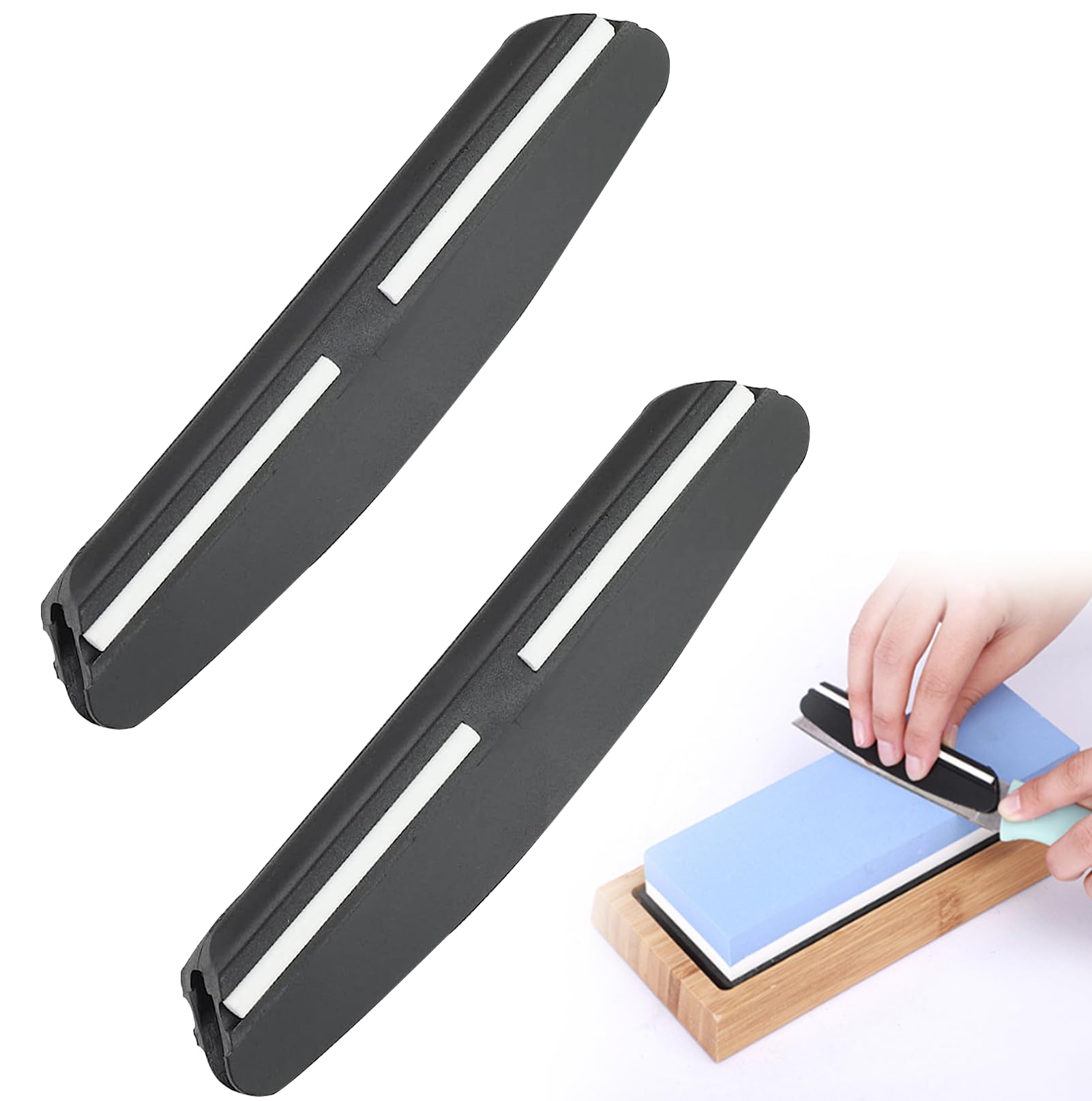 2Pcs Portable Knife Sharpening Angle Guide Holder Sharp-Edged Professional Kitchen Knife Sharpeners Whetstone Angle Guide Accessories for Knife Sharper Blade for Outdoor Kitchen Tools (Black)