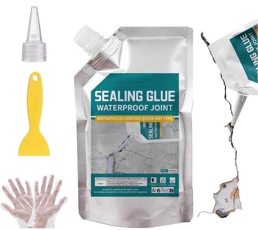 Crack Filling Glue, Concrete Crack Filler Sealant, High Elasticity Cement Filler & Wall Gap, Fast Drying Crack Repair for Slabs,Bathroom, Kitchen, Window Sil Joint Waterproof Caulking Glue 500gm-image-22